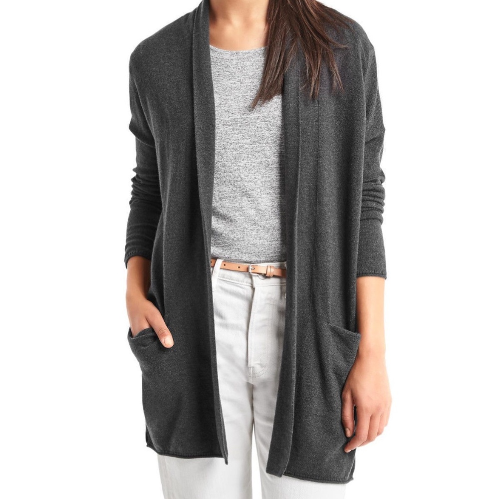 GAP - Solid True Black Open Front Cardigan - XL